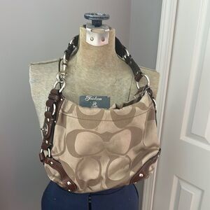 Coach Beige and Brown Shoulder Bag